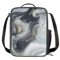 Grey Gold Liquid Marble Print Crossbody Lunch Bag