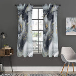 Grey Gold Liquid Marble Print Curtain