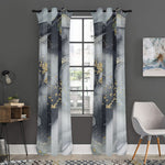 Grey Gold Liquid Marble Print Curtain