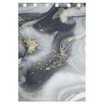 Grey Gold Liquid Marble Print Curtain