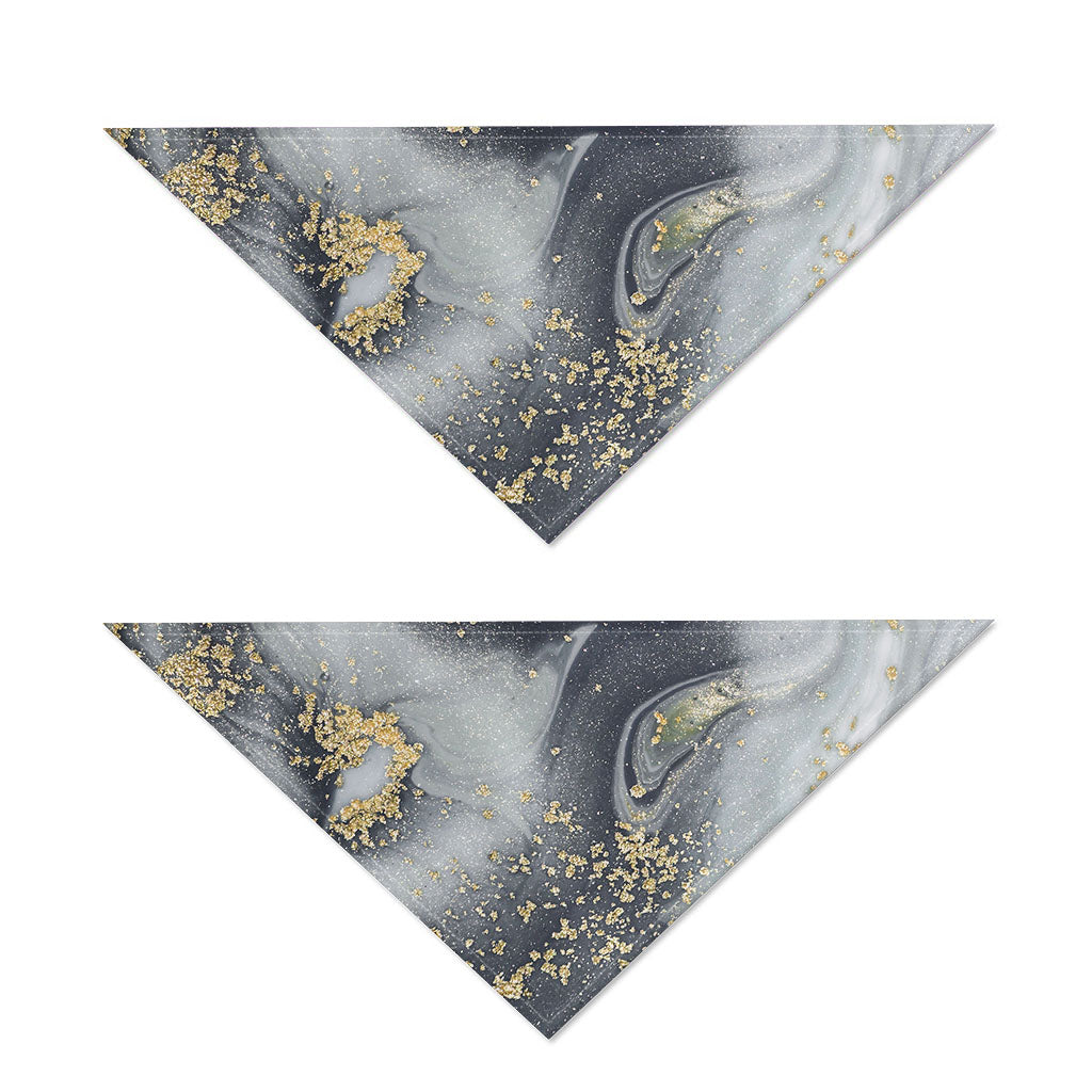Grey Gold Liquid Marble Print Dog Bandana