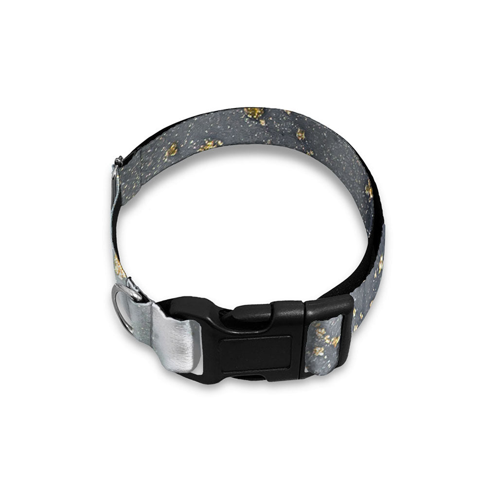 Grey Gold Liquid Marble Print Dog Collar
