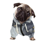 Grey Gold Liquid Marble Print Dog Zip Up Hoodie