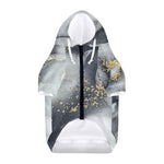 Grey Gold Liquid Marble Print Dog Zip Up Hoodie