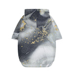 Grey Gold Liquid Marble Print Dog Zip Up Hoodie