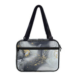 Grey Gold Liquid Marble Print Double Strap Bible Bag
