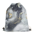 Grey Gold Liquid Marble Print Drawstring Bag