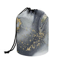 Grey Gold Liquid Marble Print Drawstring Makeup Bag