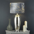 Grey Gold Liquid Marble Print Drum Lamp Shade