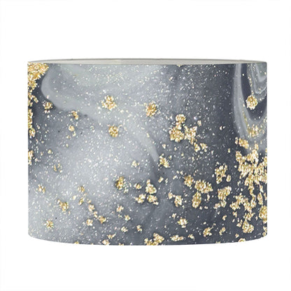 Grey Gold Liquid Marble Print Drum Lamp Shade