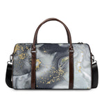 Grey Gold Liquid Marble Print Duffle Bag