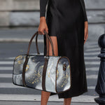 Grey Gold Liquid Marble Print Duffle Bag