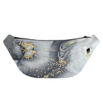 Grey Gold Liquid Marble Print Fanny Pack