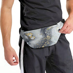 Grey Gold Liquid Marble Print Fanny Pack