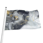Grey Gold Liquid Marble Print Flag