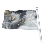 Grey Gold Liquid Marble Print Flag