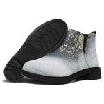Grey Gold Liquid Marble Print Flat Ankle Boots