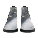 Grey Gold Liquid Marble Print Flat Ankle Boots