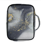 Grey Gold Liquid Marble Print Front Pocket Bible Bag