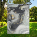 Grey Gold Liquid Marble Print Garden Flag