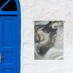 Grey Gold Liquid Marble Print Garden Flag