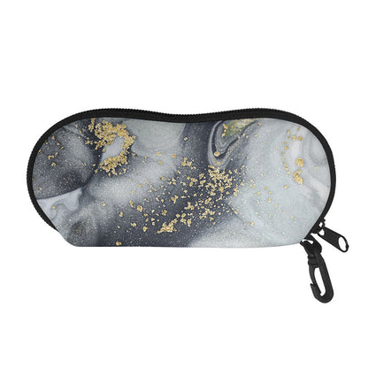 Grey Gold Liquid Marble Print Glasses Case