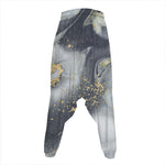 Grey Gold Liquid Marble Print Hammer Pants