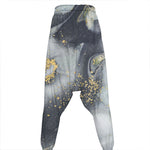 Grey Gold Liquid Marble Print Hammer Pants