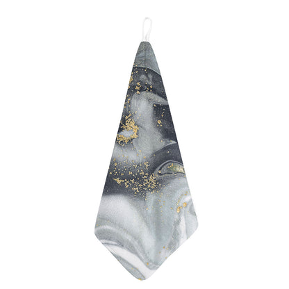 Grey Gold Liquid Marble Print Hand Towel