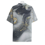 Grey Gold Liquid Marble Print Hawaiian Shirt
