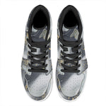 Grey Gold Liquid Marble Print High Top Leather Sneakers