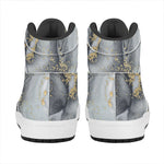 Grey Gold Liquid Marble Print High Top Leather Sneakers