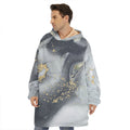 Grey Gold Liquid Marble Print Hoodie Blanket