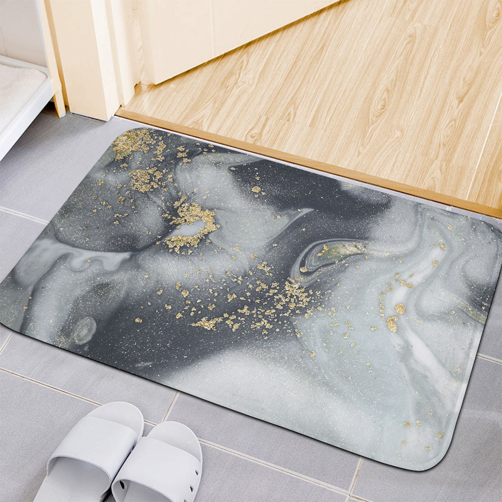Grey Gold Liquid Marble Print Indoor Door Mat