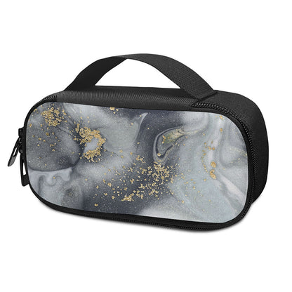 Grey Gold Liquid Marble Print Insulin Cooler Travel Case