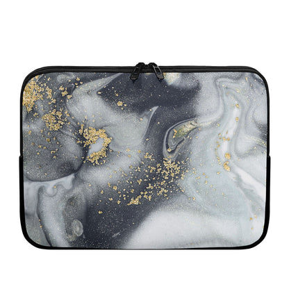 Grey Gold Liquid Marble Print Laptop Sleeve
