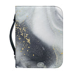 Grey Gold Liquid Marble Print Leather Bible Cover