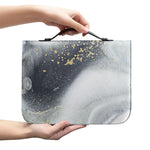 Grey Gold Liquid Marble Print Leather Bible Cover