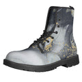Grey Gold Liquid Marble Print Lace-Up Boots