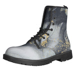 Grey Gold Liquid Marble Print Backpack