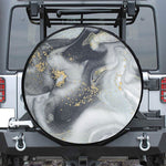 Grey Gold Liquid Marble Print Leather Spare Tire Cover