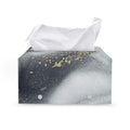 Grey Gold Liquid Marble Print Leather Tissue Box Cover