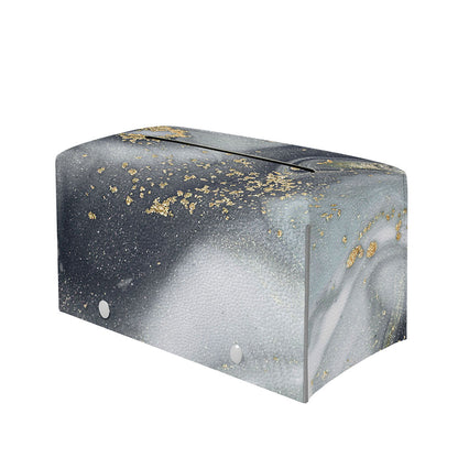Grey Gold Liquid Marble Print Leather Tissue Box Cover