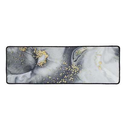 Grey Gold Liquid Marble Print Long Kitchen Mat