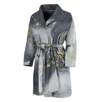 Grey Gold Liquid Marble Print Men's Bathrobe