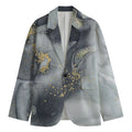 Grey Gold Liquid Marble Print Men's Blazer