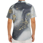 Grey Gold Liquid Marble Print Men's Deep V-Neck Shirt