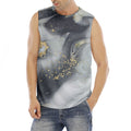Grey Gold Liquid Marble Print Men's Fitness Tank Top