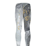 Grey Gold Liquid Marble Print Men's leggings