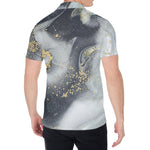 Grey Gold Liquid Marble Print Men's Shirt